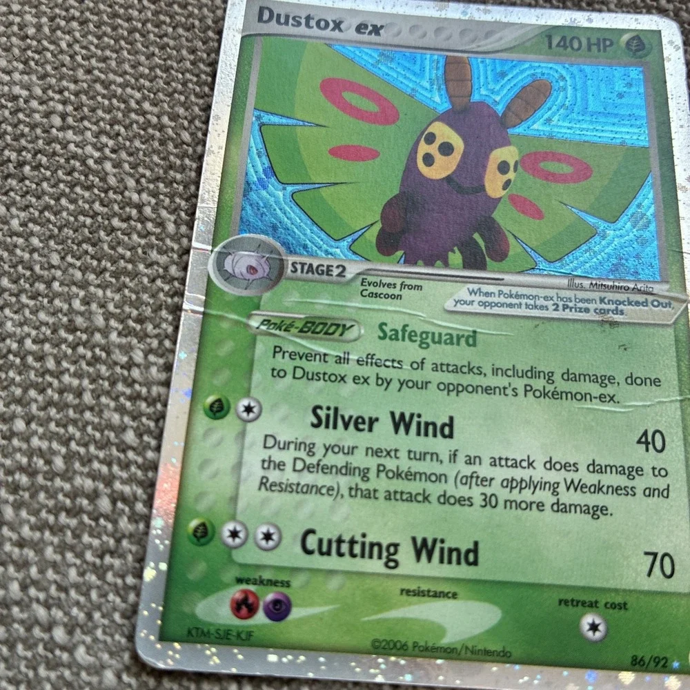 Dustox ex - 86/92 Pokemon Legend Maker - Silver Border Holo HP Heavily Played